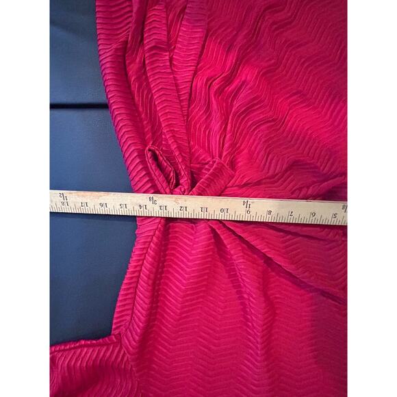 Shelby & Palmer Size 8 Red Dress Faux Wrap Style Red Texture Holiday - Picture 6 of 7